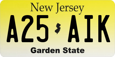 NJ license plate A25AIK