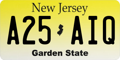 NJ license plate A25AIQ