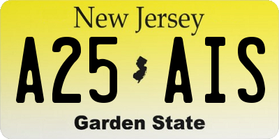 NJ license plate A25AIS