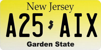 NJ license plate A25AIX