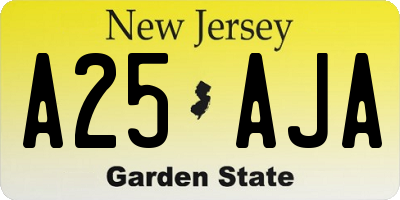 NJ license plate A25AJA