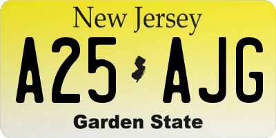 NJ license plate A25AJG