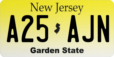 NJ license plate A25AJN