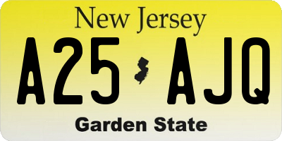 NJ license plate A25AJQ