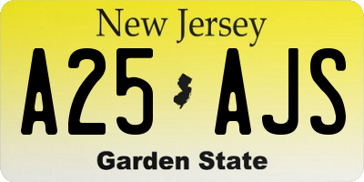 NJ license plate A25AJS