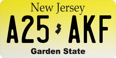 NJ license plate A25AKF