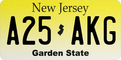 NJ license plate A25AKG