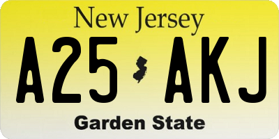 NJ license plate A25AKJ
