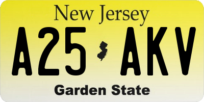 NJ license plate A25AKV