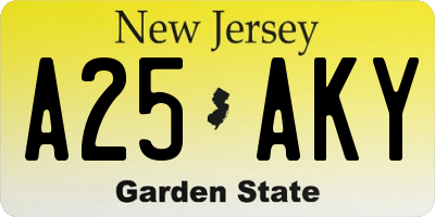 NJ license plate A25AKY