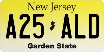 NJ license plate A25ALD