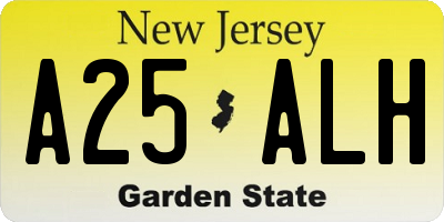 NJ license plate A25ALH