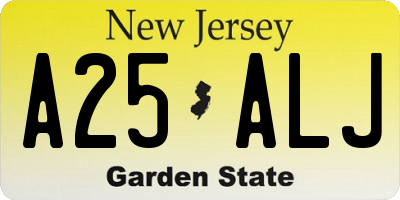 NJ license plate A25ALJ