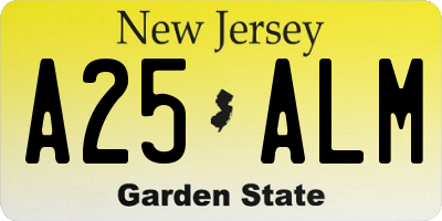 NJ license plate A25ALM