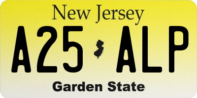 NJ license plate A25ALP