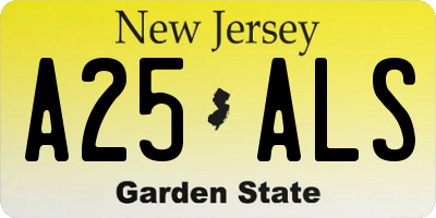 NJ license plate A25ALS
