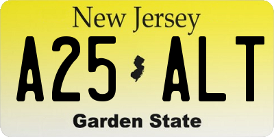 NJ license plate A25ALT