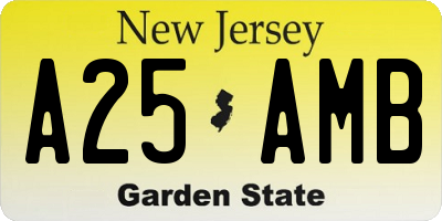 NJ license plate A25AMB