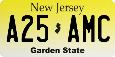 NJ license plate A25AMC