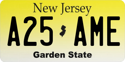 NJ license plate A25AME