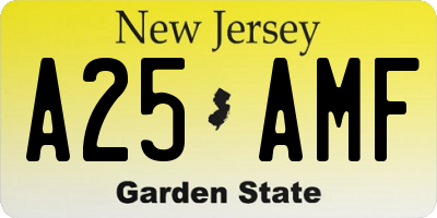 NJ license plate A25AMF