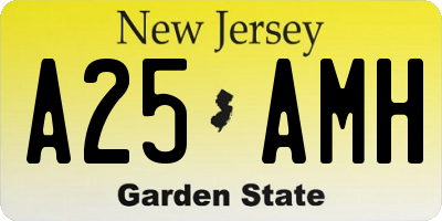 NJ license plate A25AMH