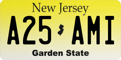 NJ license plate A25AMI