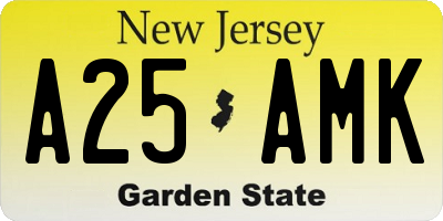 NJ license plate A25AMK