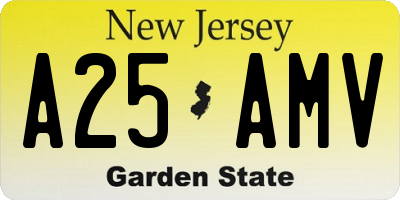 NJ license plate A25AMV