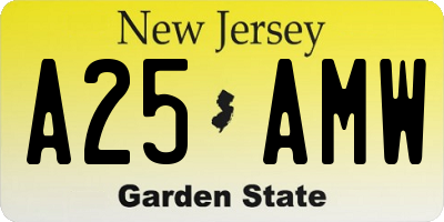 NJ license plate A25AMW