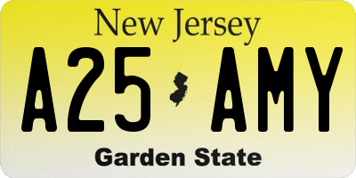 NJ license plate A25AMY