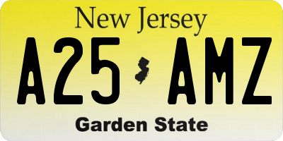 NJ license plate A25AMZ