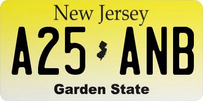 NJ license plate A25ANB
