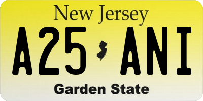 NJ license plate A25ANI