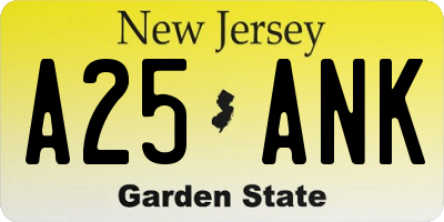 NJ license plate A25ANK