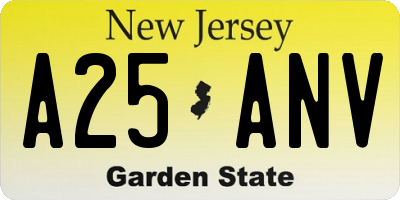 NJ license plate A25ANV