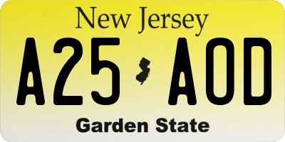NJ license plate A25AOD