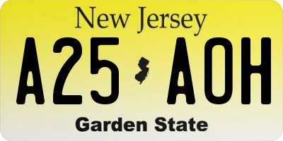NJ license plate A25AOH
