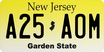 NJ license plate A25AOM
