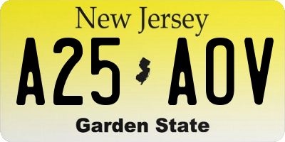 NJ license plate A25AOV