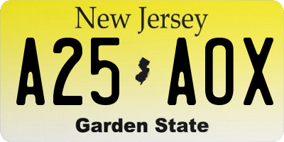 NJ license plate A25AOX