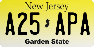 NJ license plate A25APA
