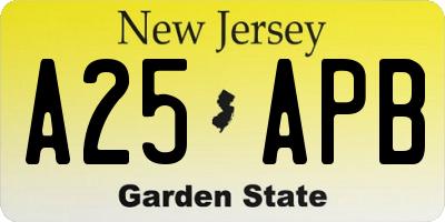 NJ license plate A25APB