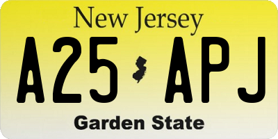 NJ license plate A25APJ