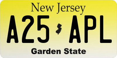 NJ license plate A25APL