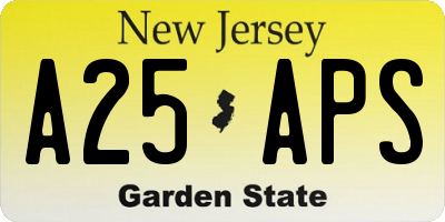 NJ license plate A25APS