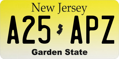 NJ license plate A25APZ
