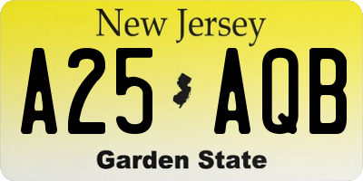 NJ license plate A25AQB