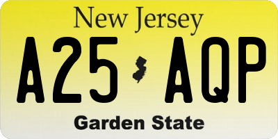 NJ license plate A25AQP