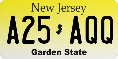 NJ license plate A25AQQ